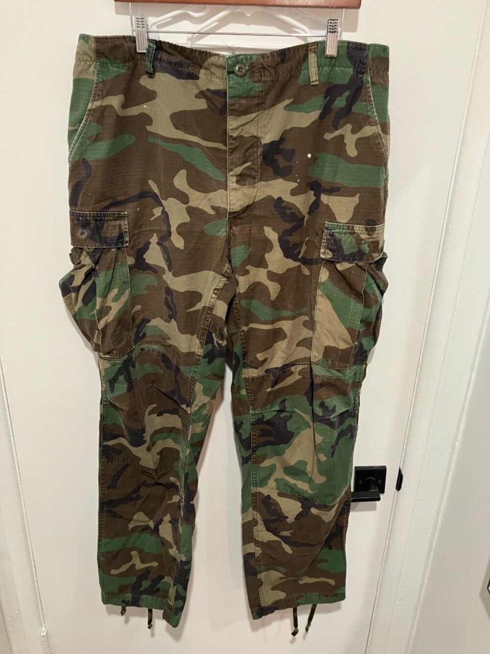 Vintage US Military M81 Woodland Camo BDU Cargo Pants Large Long Distressed